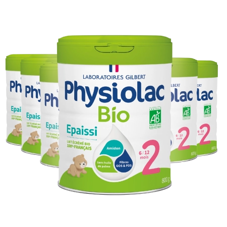 Lot de 6 boites de lait 2ème âge Formule Epaissie