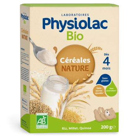 PHYSIOLAC Céréales Bio pour bébé - Nature