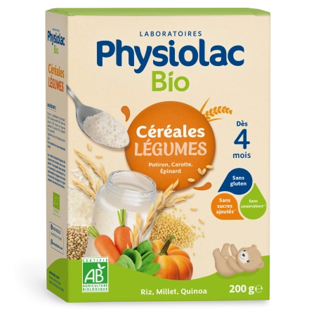 PHYSIOLAC Céréales Bio pour bébé - Légumes