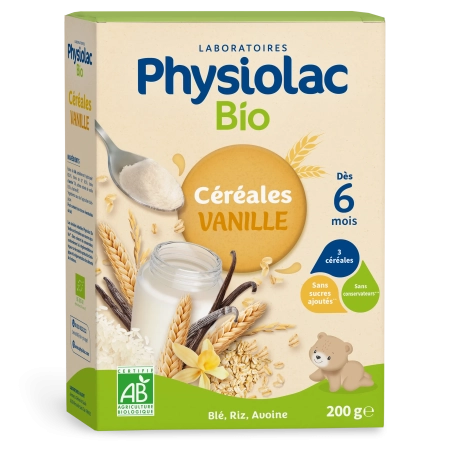 PHYSIOLAC Céréales Bio pour bébé - Vanille