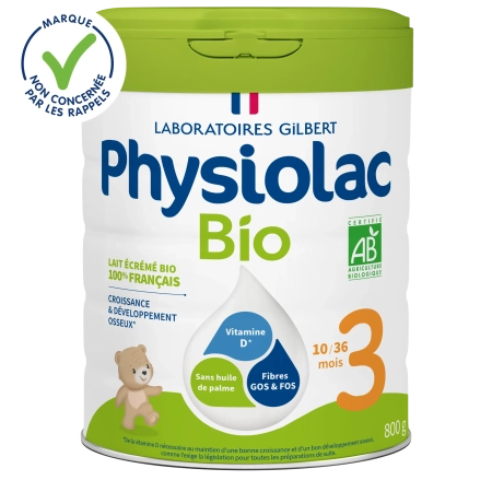 PHYSIOLAC Lait bébé Bio 3ème âge - 10-36 mois