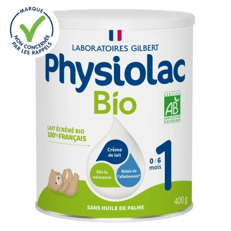PHYSIOLAC Lait bébé Bio 1er âge - 0-6 mois - Format nomade