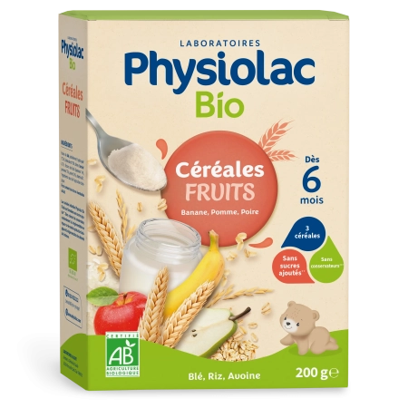 PHYSIOLAC Céréales Bio pour bébé - Fruits