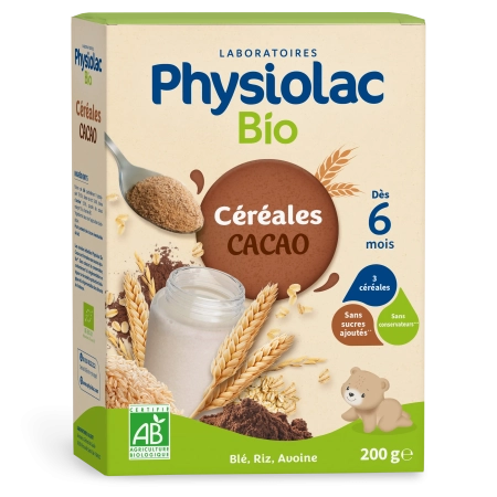 PHYSIOLAC Céréales Bio pour bébé - Cacao