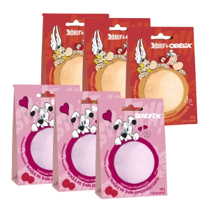 LE COMPTOIR DU BAIN Bombes de bain effervescentes - Idéfix, Astérix et Obélix- Framboise et Mangue - 6 unités