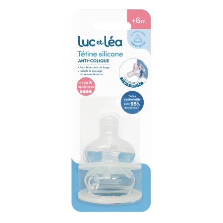 LUC ET LEA Tétines anti-colique en silicone - Débit liquide épais - Lot de 2 Tétine anti-colique
