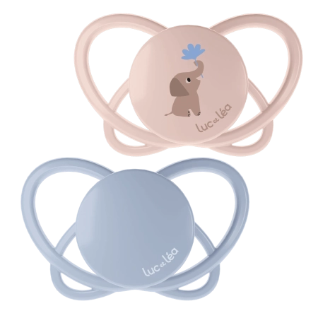 LUC ET LEA Sucettes physiologiques - 0-6 mois - Élephant- Lot de 2 Gamme Physio