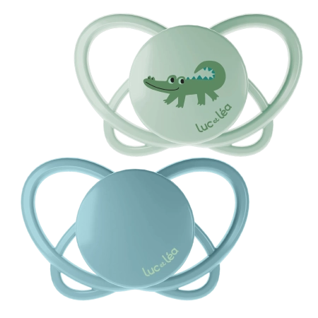 LUC ET LEA Sucettes physiologiques - 6-18 mois - Crocodile - Lot de 2 Gamme Physio