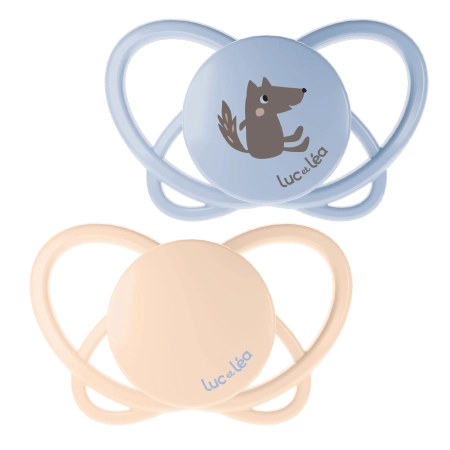 LUC ET LEA Sucettes physiologiques - +18 mois - Loup - Lot de 2 Gamme Physio