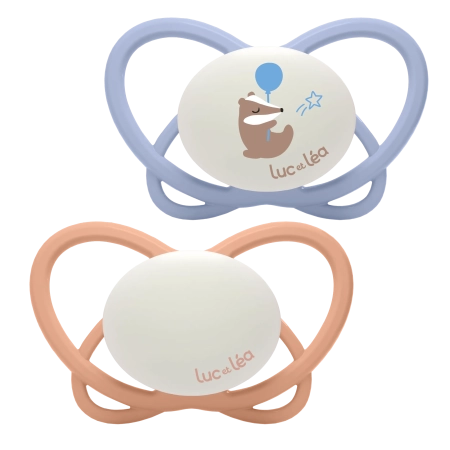 LUC ET LEA Sucettes physiologiques nuit - 6-18 mois - Blaireau - Lot de 2 Gamme Physio