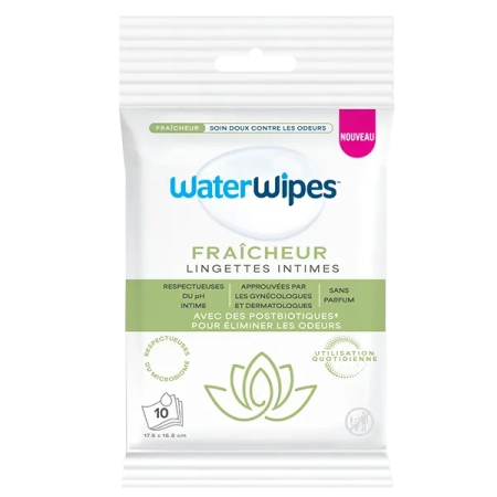 WATERWIPES Lingettes nettoyantes toilette intime fraicheur - 10 unités