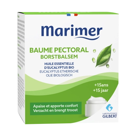 MARIMER Baume pectoral - Huiles essentielles d'eucalyptus - Certifié Bio