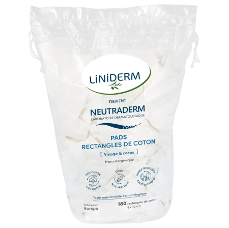 NEUTRADERM Pads carrés de coton bébé - 180 unités