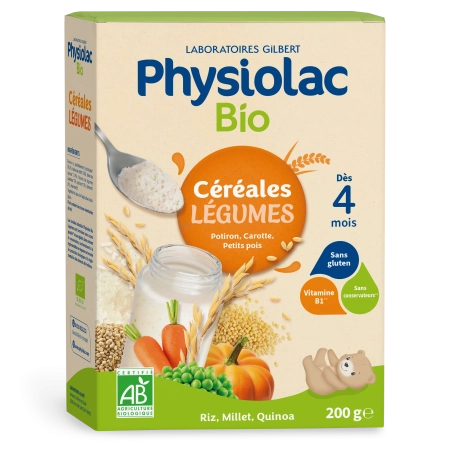 PHYSIOLAC Céréales Bio pour bébé - Légumes