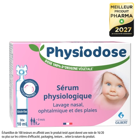PHYSIODOSE Sérum physiologique stérile - Plastique d'origine végétale - 30 dosettes x 10 mL Sérum Physiologique